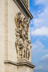 Fototapeta na wymiar Sculpture group of the arc de Triomphe 'La Marseillaise', in Paris