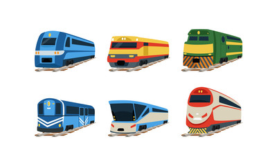 Train Locomotives Collection, Railway Carriages, Evolution of Trains Concept Vector Illustration © topvectors