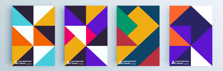 Modern abstract covers set, minimal covers design. Colorful geometric background, vector illustration.