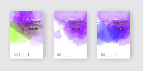 Abstract watercolor color design banner set. Vector