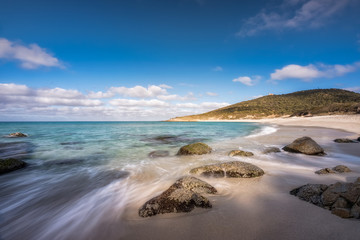 White sands of Bodri beach in Corsica