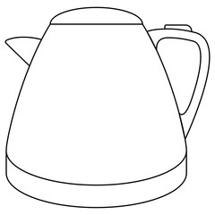black and white kettle flat vector icon