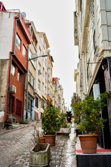 Narrow cobblestone streets in Istanbul