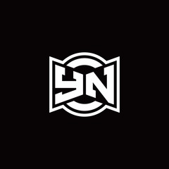 YN logo monogram with ribbon style circle rounded design template - obrazy, fototapety, plakaty