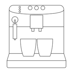 black and white coffee machine flat vector icon