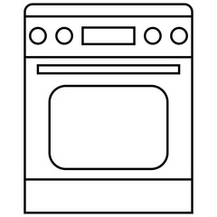 black and white oven flat vector icon
