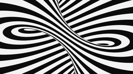 Black and white psychedelic optical illusion. Abstract hypnotic animated background. Spiral geometric looping monochrome wallpaper - Powered by Adobe