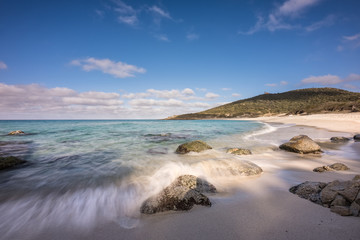 Fototapeta na wymiar White sands of Bodri beach in Corsica