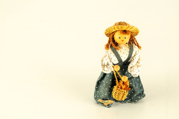 Pierrot toy doll on white background