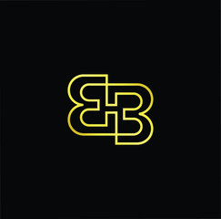 Outstanding professional elegant trendy awesome artistic black and gold color BB initial based Alphabet icon logo.