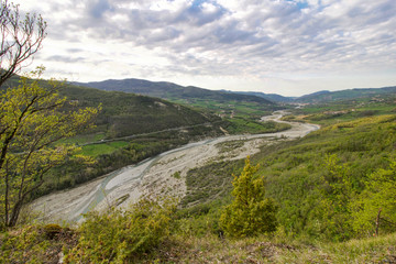 valley in emilia-romagna hills in a day of spring