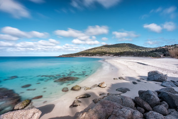 White sands of Bodri beach in Corsica