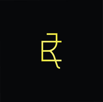Outstanding professional elegant trendy awesome artistic black and gold color ER RE initial based Alphabet icon logo.