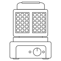 black and white waffle maker flat vector icon