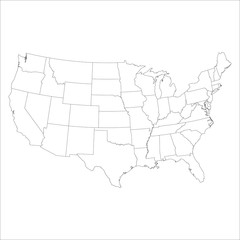 Blank similar usa map isolated on a white background. Vector template for website, design, cover, infographic.