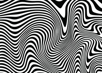 Black and white vector curved lines. For covers, business cards, banners, prints on clothes, wall decor, posters, canvases, sites, videos. Modern vector background