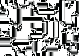 Modern black and white background in the style of road routes. For covers, business cards, banners, prints on clothes, wall decorations, posters, canvases, sites. video clips. Vector illustration
