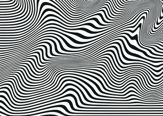 Black and white abstract waves of beautiful lines. For covers, business cards, banners, engravings on clothing, wall decorations, posters, canvases, sites. Modern Vector Illustration