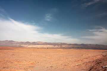 Panoramic view of the stony desert in Jordan.