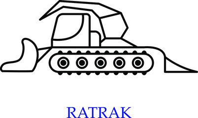 Special snow-grooming tracked machine used to prepare snow slopes and courses.Ratrak. Snowcat. Vector icon