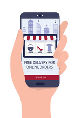 Online shopping using devices. Mobile marketing and PPC technology.