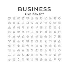 Fototapeta na wymiar Set line icons of business