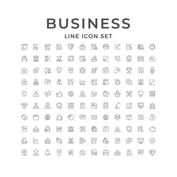 Set line icons of business