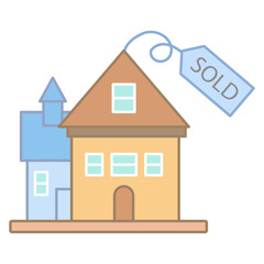 House sold sign icon. Simple line, outline vector elements of color real estate market icons for ui and ux, website or mobile application