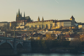 Fototapeta premium View towards castle and cathedral in Prague 