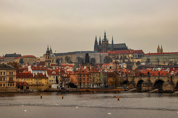 River Vltava, St. Vitus Cathedral and Prague castle