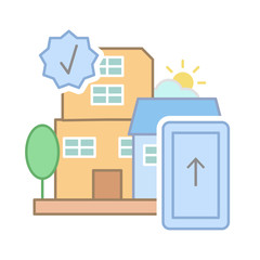 Application for the real estate market icon. Simple line, outline vector elements of color property market icons for ui and ux, website or mobile application
