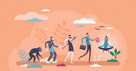 Evolution sequence stages concept, flat tiny person vector illustration