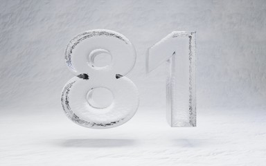 Ice number 81 on snow background.