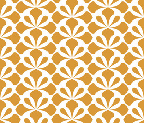 Flower geometric pattern. Seamless vector background. White and gold ornament. Ornament for fabric, wallpaper, packaging. Decorative print