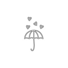 Valentine's Day, umbrella, hearts icon. Simple thin line, outline vector of valentine's day icons for ui and ux, website or mobile application