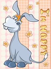 Gardinen Alles Gute zum Geburtstagskarte Netter Zeichentrickfilm-Figur Burro. Vektor-Gruß-Karte. Glücklicher Moment. Herzlichen Glückwunsch © liusa