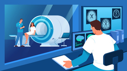Magnetic resonance imaging in hospital. Medical research