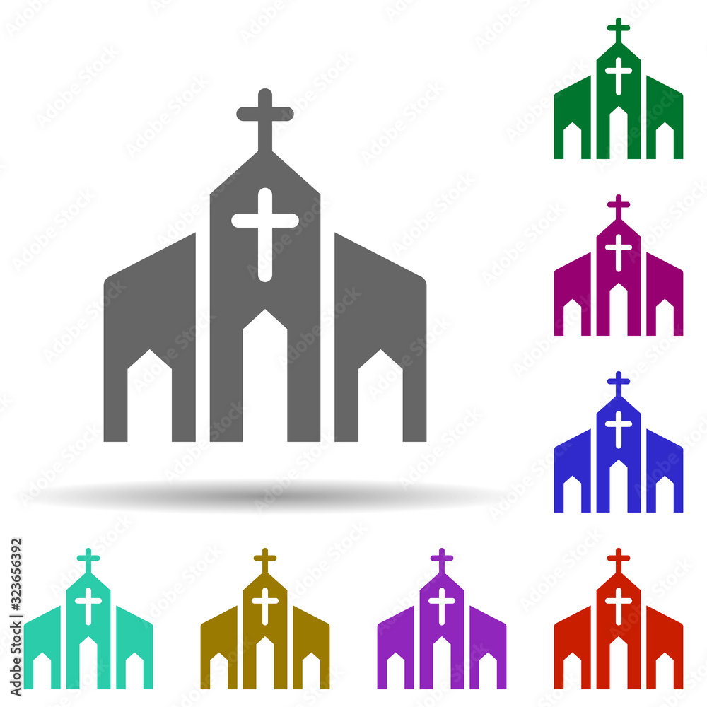 Poster chapel in multi color style icon. simple glyph, flat vector of world religiosity icons for ui and ux