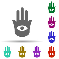 Hamsa in multi color style icon. Simple glyph, flat vector of world religiosity icons for ui and ux, website or mobile application