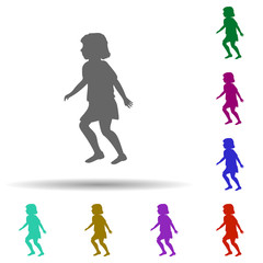 Girl running silhouette multi color style icon. Simple glyph, flat vector of children icons for ui and ux, website or mobile application