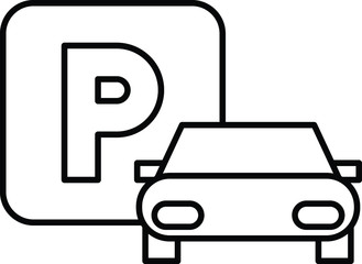 Parking icon, vector line illustration
