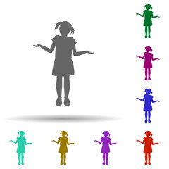 Obraz premium Girl surprised silhouette multi color style icon. Simple glyph, flat vector of children icons for ui and ux, website or mobile application
