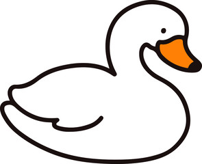 Outlined cute and simple white swan