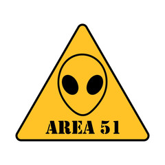 Area 51 Danger Sign with Alien Symbol 