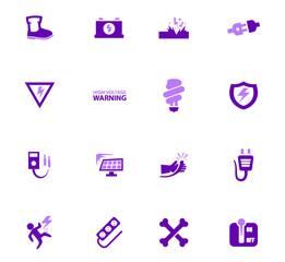 High voltage icons set