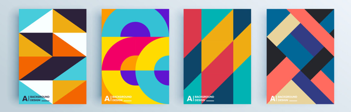 Modern abstract covers set, minimal covers design. Colorful geometric background, vector illustration.