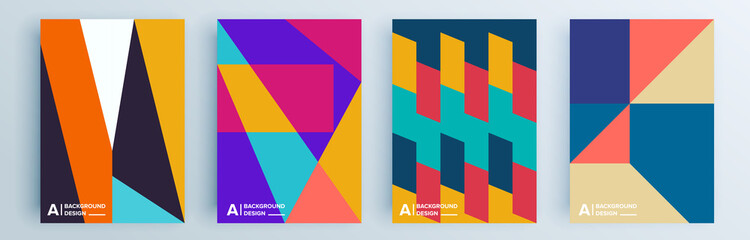 Obraz premium Modern abstract covers set, minimal covers design. Colorful geometric background, vector illustration.