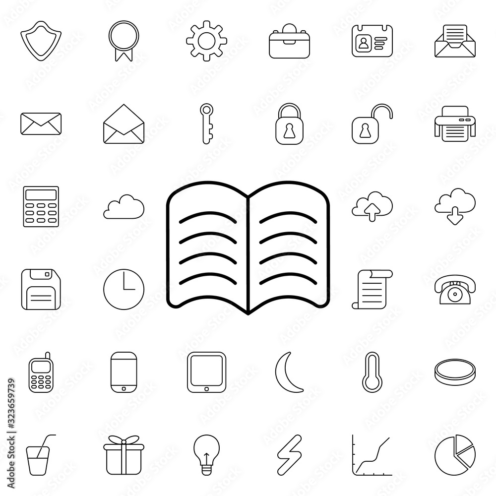 Poster opened book icon. universal set of web for website design and development, app development