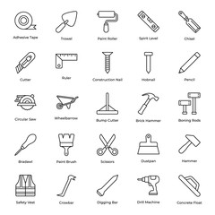  Hand Tools Line Icons Pack 