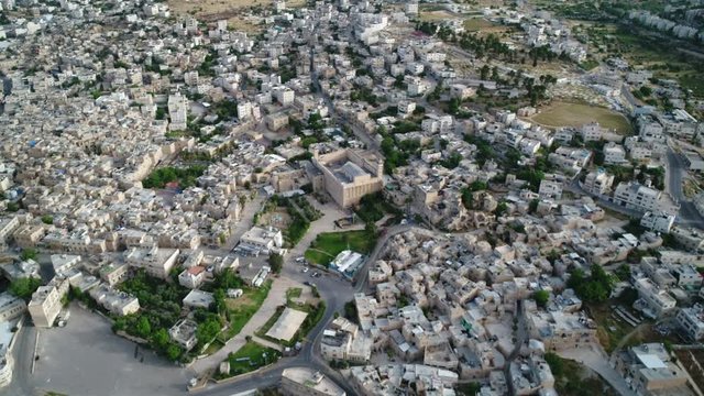 High angle view on Hebron city center and Tomb of Patriarchs. DJI_0002-09